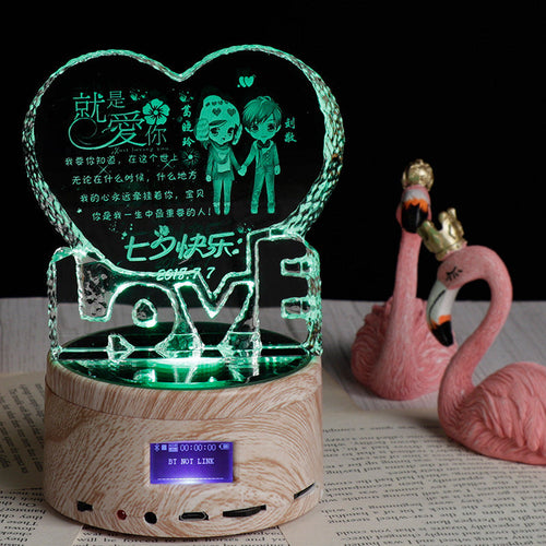 CrystalTune™ – Custom 3D Crystal Lamp with Bluetooth Music & LED Light